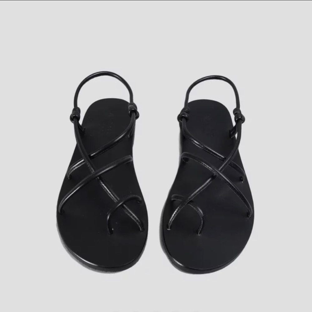 Black Leather Strappy Sandals